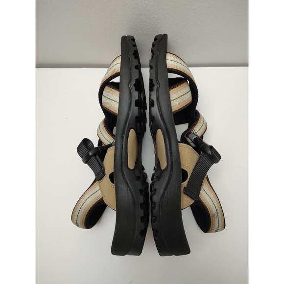 Lands End Mens Size 8 Adjustable Strap Sandals Water Shoes Black Tan - Picture 6 of 8